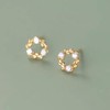 Silver 925 Silver Earrings, Gold, 18K Coating, Hypoallergenic, Circle, Wreath,