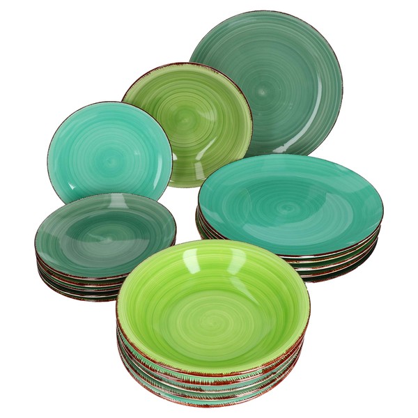 MamboCat 18-Piece Plate set Blue Baita – Green Baita Vario