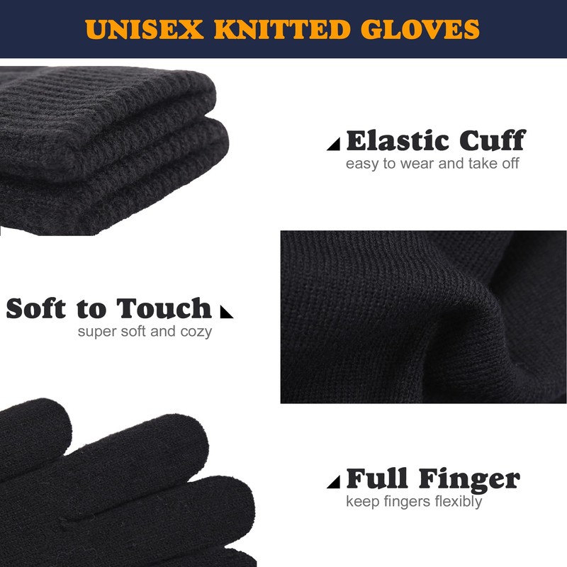 [GEEGVVV] Knit Gloves Adult Magic Gloves for Women Men Stretch