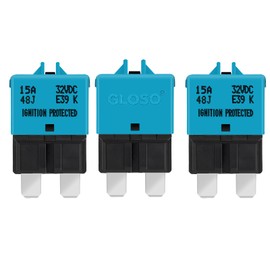 GLOSO Blade Fuses Car Fuses for Car Motorhome Boat Motorcycle Manual Reset Pack of 3 15A E39