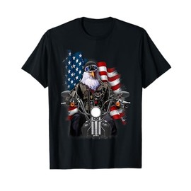America Bald Eagle as Biker Riding Motorcycle T-Shirt