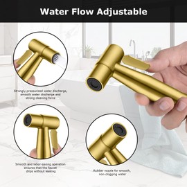 [LOSCHEN] Bidet Wandspray-Kit für Toilette,Hand Sprayer WC Befestigung Edelstahl für Haustier Bad/persönliche Hygiene/Badezimmer (Glod)