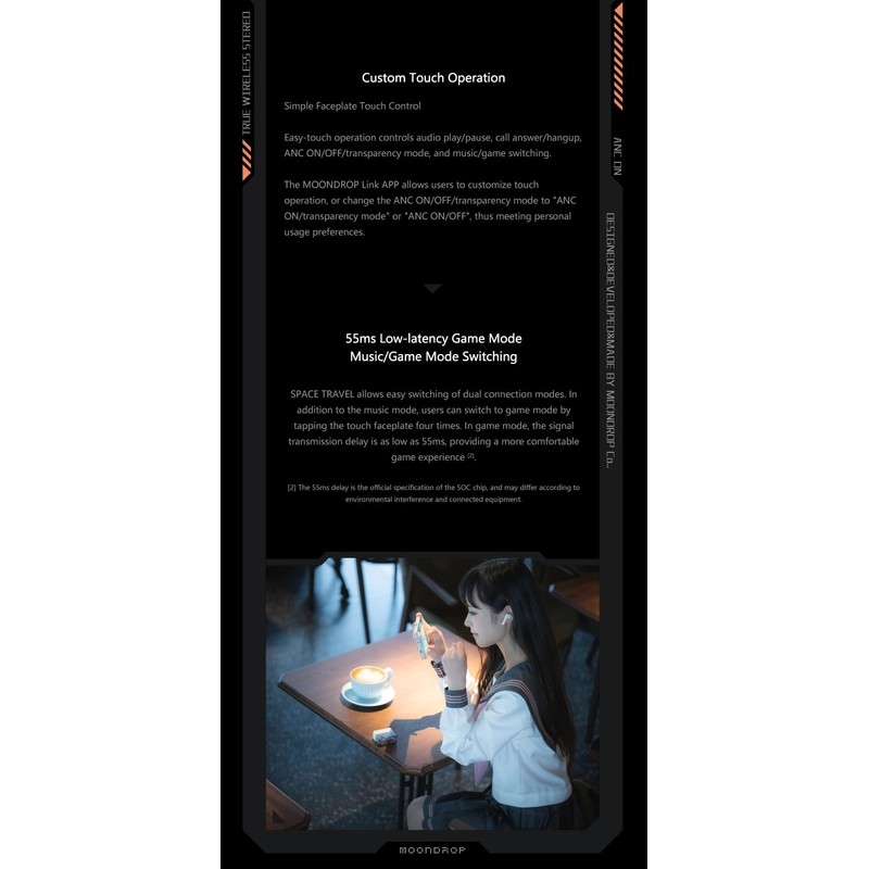 Moondrop Space Travel TWS Earphone Bluetooth 5.3 Noise Canceling True