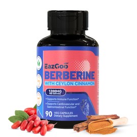 EAZGOO Premium Berberine Supplement 1200mg with Ceylon Cinnamon - 90 Vegan Capsules - Berberine HCL Supplement Non-GMO Gluten Free, Immune Support
