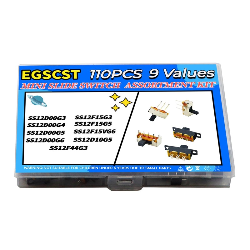 EGSCST 110PCS 9Values SPDT Micro Mini Slide Switch Kit 1p2t