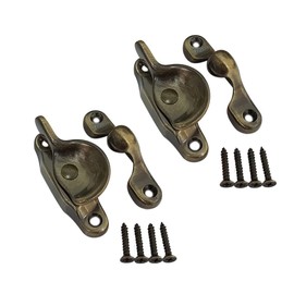 QCAA Forged Brass Sash Lock in Solid Brass, CTC 2", Brushed Antique Brass, 2 Pack