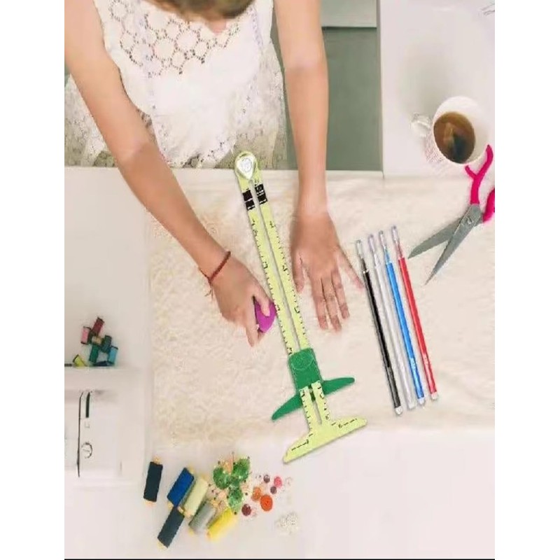 Luvilly5-in-1T-shaped Sliding Gauge Measuring Sewing,Sliding Sewing Gauge Quilting Tools Fabric