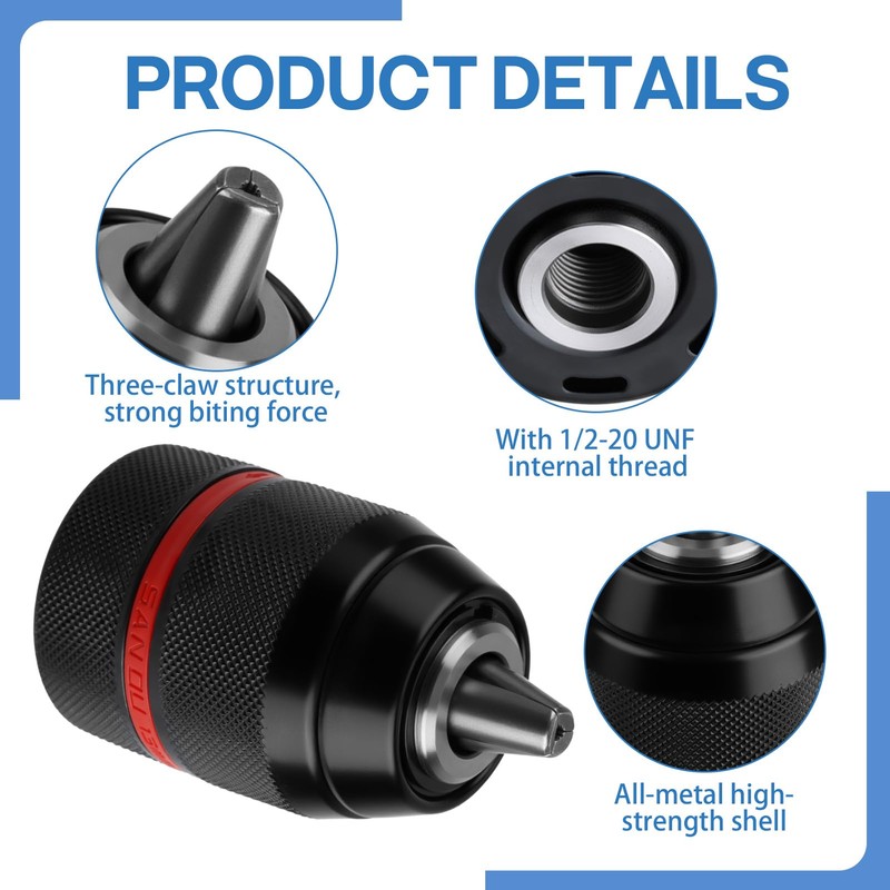 Keyless Chuck 1.5-13mm Thread 1/2" 20UNF Drill Accessories with SDS