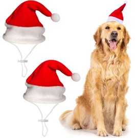Odi Style Christmas Dog Hat - 2 Pack, Dog Santa Hat, Festive Christmas Holiday Outfit Costume Gifts for Dogs Cats, Holiday Pet Hat, Sliding Toggles for Best Fit