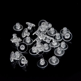 Earring Backs, Silicone Earring Backings, Clear Rubber Earring Safety Back Stoppers, Soft Clutch Ear Locking with Pad (Pack of 100)