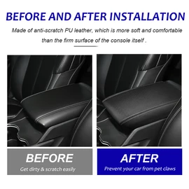 DEYTOP Center Console Cover for Jeep Grand Cherokee 2026 2022-2025 & Grand Cherokee L 2021-2026 Accessories Car Armrest Cover Anti-Scratch Leather Armrest Protector (Carbon Fiber with White Stitches)