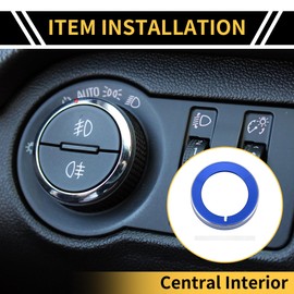 REPAIROCK 1 Pcs Headlight Control Switch Knob Cover Ring for Ford F-150 2016-2021 Interior Decal Trim Decoration Aluminum Alloy Blue