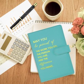 Sinmoe Employee Appreciation Gift Leather Notebook and Pen Set Inspirational Stationery Gift Set for Women Employee Volunteer Team Colleague Coworker Men Teacher Office(Green,Difference)