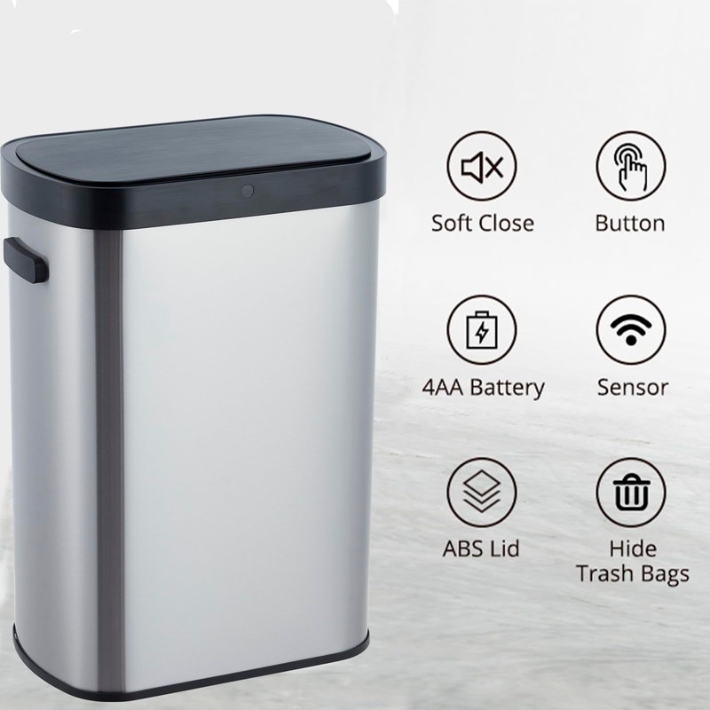 Garvee 50 Liter/13 Gallon Trash Can for Kitchen, Touchless Rectangular