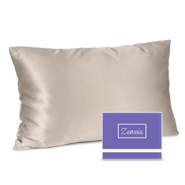 Zenssia 100% Mulberry Silk Pillowcase 40 x 60 cm for Hair and Skin with Hidden Zip Super Soft Breathable 1 Piece Taupe