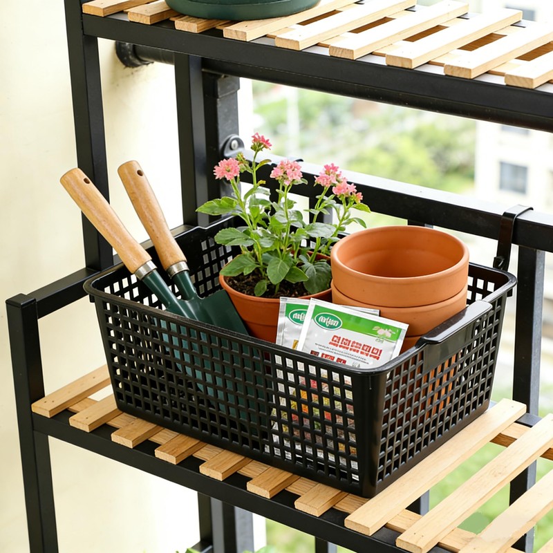 Waikhomes Plastic Storage Baskets for Organizing, Pack of 4 (Black)