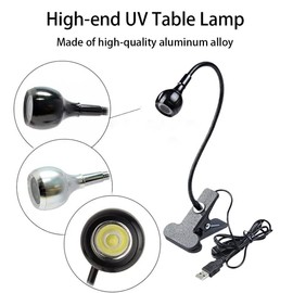 Brokimis Mini UV Lamp for Gel Nails, LED Curing Lamp with Flexible Gooseneck & Clamp 3W Portable Small Manicure UV Light Nail Dryer for Resin Curing Nail Art