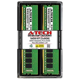 A-Tech 16GB (2x8GB) DDR4 2666 MHz UDIMM PC4-21300 (PC4-2666V) CL19 DIMM Non-ECC Desktop RAM Memory Modules
