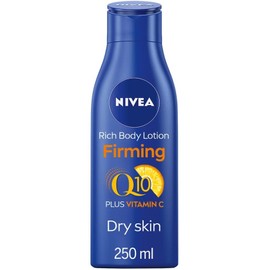 NIVEA Q10 Firming Rich Body Lotion with Vitamin C (250ml), Firming Body Cream with Q10 and Vitamin C, NIVEA Moisturiser for Firmer Skin,