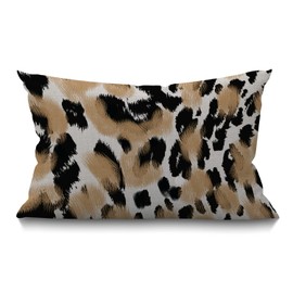 Smooffly Animal Leopard Print Waist Lumbar Cotton Linen Throw Pillow case Cushion Cover for Sofa Home Decorative Oblong 12x20 Inches
