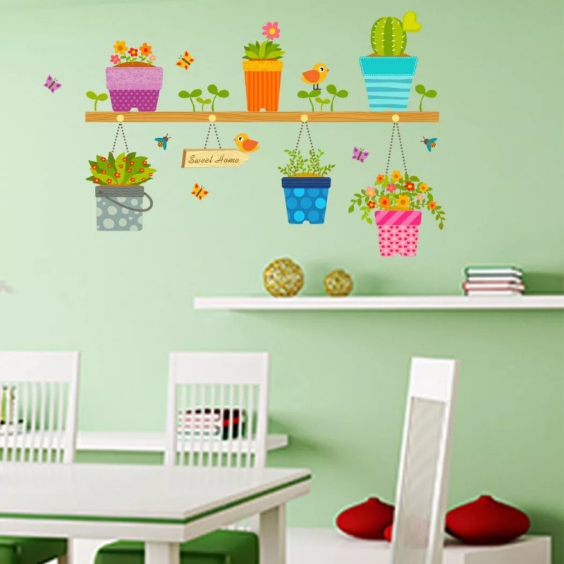 DaraBaby Vinil Decorativo Hogar Macetas Cactus Flores Sala Estancia