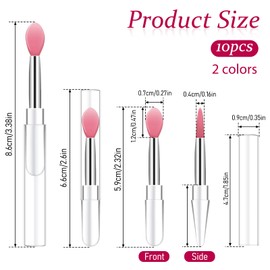 10Pcs Silicone Lip Brushes Tool, Reusable Lip Balm Applicator Lipstick Applicator Brushes with Caps Eyeshadow Lips Brush for Lipsticks, Lips Gloss and Other Cream Makeup Produts