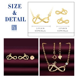 Yumilok Women's Necklace Earrings Jewellery Set 925 Sterling Silver with Infinity Symbol Infinity Anchor Pendant for Women Girls, Sterling Silver Sterling Silver Zirconia, Cubic Zirconia