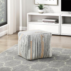 Benicabaly Versatile Modern Square Pouf Ottoman for Stylish Seating and Footrest, Non-Slip Base, Multicolor Upholstery