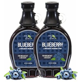 Green Jay Gourmet Blueberry Syrup - 3 Ingredient Premium Breakfast Syrup with Fresh Blueberries, Cane Sugar & Lemon Juice - All-Natural, Non-GMO Pancake Syrup, Waffle Syrup & Dessert Syrup - 2 x 8 Oz