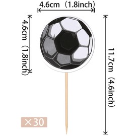 30 piezas de decoración para magdalenas de fútbol de doble cara para cupcakes de fútbol temático para baby shower, niños, jugadores de fútbol, fiestas de cumpleaños, decoración de pasteles