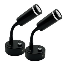 12V LED Reading Lights RV Dimmable Beside Spot Light with Switch USB Type-A Port for RV Camper Trailer Interior – Blue and 6500K White Lighting 2W, 120lumens – Wall Mount (2 Lights)