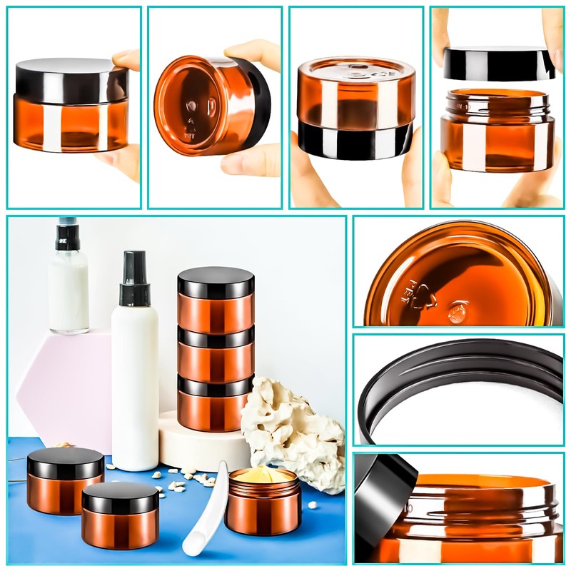 MotBach 24 Pack 1oz Amber Plastic Jars, 30ml Empty Small
