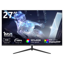 Raywego 24 inch Gaming Monitor Full HD 1920x1080, 180Hz,1ms, Adaptive-Sync, HDR10,Eye-Care Technology,HDMI, DisplayPort, 3-Side Virtually Borderless Design,Support Wall Mount Install（75×75mm）