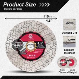 FOCSTOL Diamond Tile Saw Blade - 4.5''(115mm) Double Side Cutting Grinding Disc Wheel for Porcelain Ceramic Tile Marble Artificial Stone for Angle Grinder Arbor 7/8''-5/8''