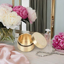 Brass Mini Container, Small Metal Box Outdoor Waterproof Round Shape Jewelry Sealed Container Dustproof Proof Storage Box (Medium)
