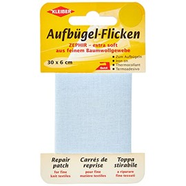 Kleiber 30 x 6 cm Extra Soft Fine Cotton Iron-On Repair Tape, Light Blue