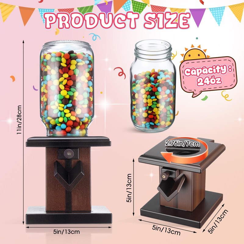 Maxdot 2 Pcs Wooden Candy Dispenser Machine Wood Cereal Storage
