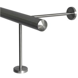 TIBU Footrest V2A Stainless Steel Diameter 42.4 mm 30-590 cm Length 30 cm 1 Pair of Holders 20/25 cm Bar Rod Counter Rod