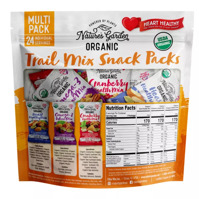 Nature's Garden Organic Trail Mix Snack Packs Multi Pack 24
