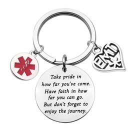 EMT Keychain Gifts Emergency Medical Technician Graduation Gifts Paramedic Gift Medical Technician Inspiration Gift Take Pride in How Far You Have Come (silver)