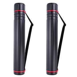 CALPALMY 2-Pack XX-Large Extendable Poster Tubes Expand from 30.5” to 50” with Shoulder Strap | Carry Documents, Blueprints, Drawings and Art | Black Portable Durable Round Storage Cases
