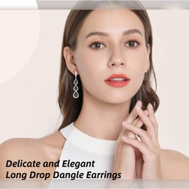 LMXXVJ Black Stone Women's Drop & Dangle Earrings,Platinum Plated CZ Gemstone Earring Fashion Gift for Mom/Wife/Sister/Best Friend,Silver-Tone