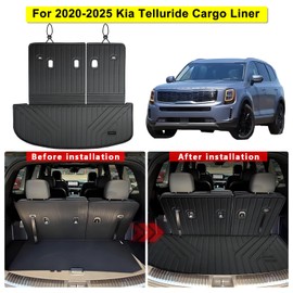SANBAN-AXE Cargo Mat Compatible with 2020-2025 Kia Telluride, TPE All-Weather Trunk Liner with Backrest Mat, Custom-Fit Trunk Protector for 3rd Row Models, Kia Telluride Accessories