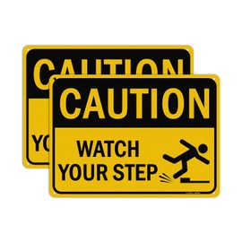 GicnKeuz Caution Watch Your Step Sign,10 x 7 Inches Safety Sign,Reflective Aluminum, Fade Resistant/Waterproof, Indoor or Outdoor Use (2-Pack)