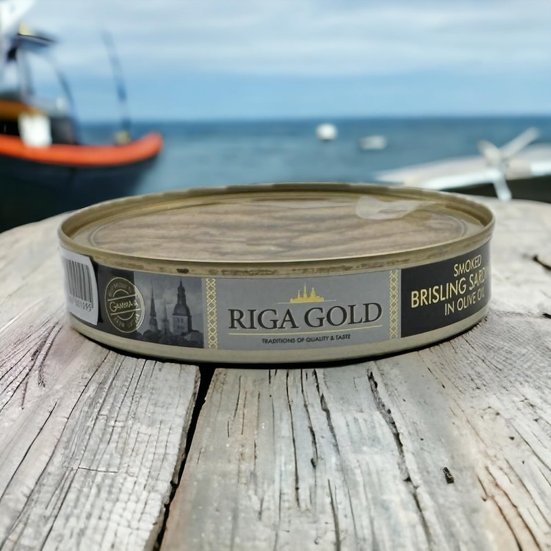 Riga Gold Smoked Brisling Sardines in Olive Oil 4.23 Clear