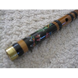 New 6 holes Southern Style Bamboo Flute E/A w. landscape engraving, copper end ring and nylon bindings - Very Nice Sounding !!