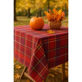 Kane Home Plaid PEVA Vinyl Tablecloth Fall Indoor Outdoor  Table Cover 52" x 70"