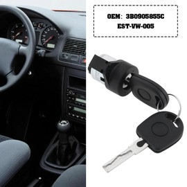 OTOTEC Ignition Lock Cylinder with 2 Keys 3B0905855C Compatible with VW Bora, Golf 4 and Passat 3B