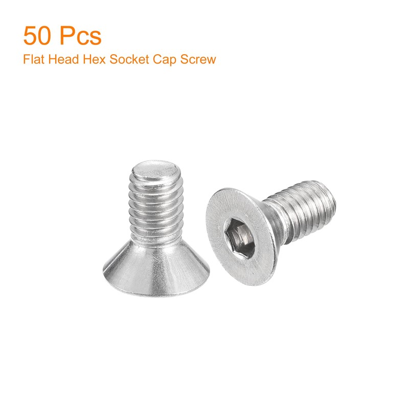 uxcell #10-32x3/8 Flat Countersunk Head Socket Cap Screws, 50Pcs 304