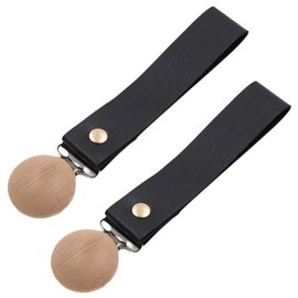Set of 2 MAACKIA Buggy Throw Straps PU Multifunctional Stroller Blanket Clips (Star Brown)